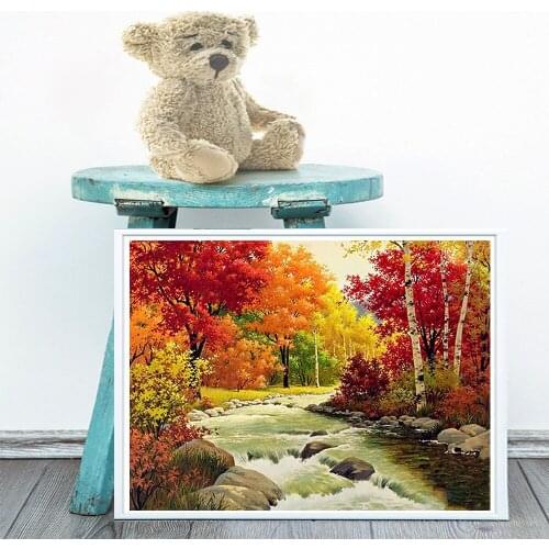 Muxun Diamond Painting River Full Drill Square/Round Hobbies And Crafts Art Diamond Embroidery Landscape Photo Home Deco X0151