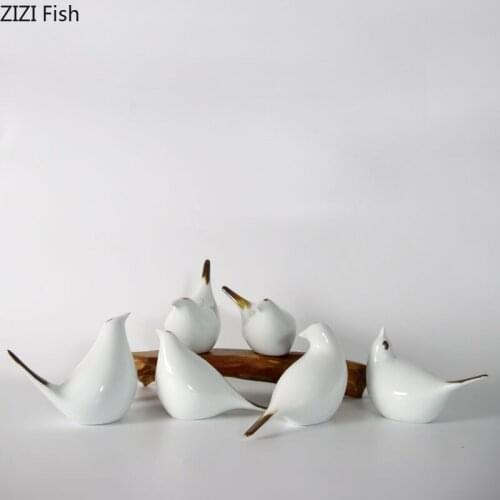 White Ceramic Bird Statue Desktop Decoration Artworks Ornaments Living Room Decoration Porcelain Sculpture Modern Home Decor