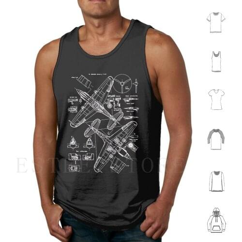 P-40 Concept Blueprints Tank Tops Vest Sleeveless Allies Airplane Pilot History Vintage Vector Airforce Dogfight Dogfights
