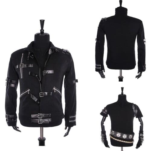 Rare MJ Michael Jackson Black Cotton Jacket for BAD tour Cosplay Outwear Street Punk