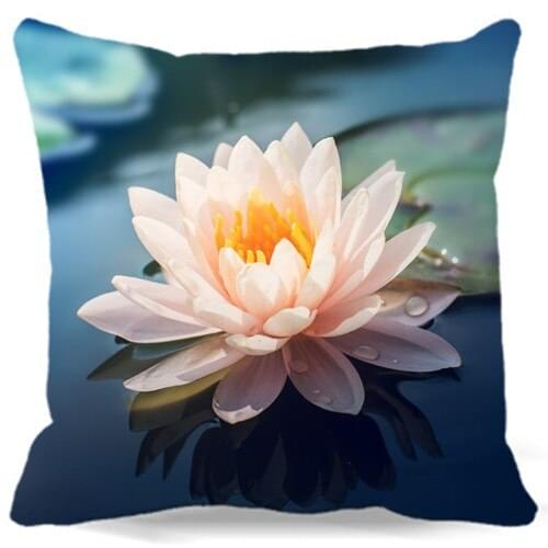 Blooming beautiful Tender lotus of Square Cushion cover Cotton polyester bedroom/chair/car/sofa seat 16 18 20 inches 9 style