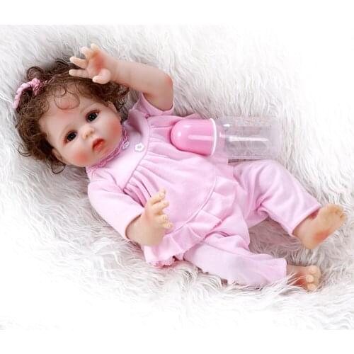 Decdeal Reborn Baby Doll Silicone Full Body 19in Lifelike Cute Bath Dolls Sleeping Baby Doll Grey Dinosaur Outfit with Hat&Bib