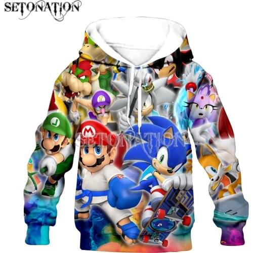 Mario/Sonic KID 3D print boys/girls Flannelet thickening type Children zipper coat Sweatshirt/Hooded//family clothing design