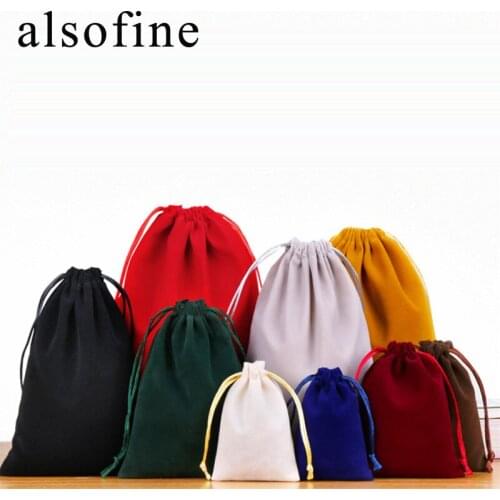 High Level Flannel Bag Small Jewelry Packaging Drawstring Pocket Mobile Power Earphone Storage Bag Flannel Jewelry Storage Bag