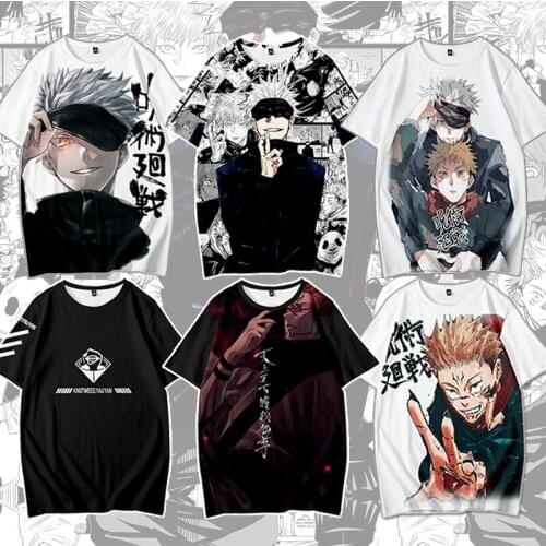 Anime Jujutsu Kaisen Printed Short-sleeved T-shirt Yuji Itadori Gojo Satori Peripheral Clothing Unisex Trend