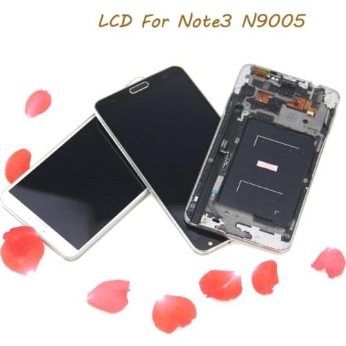 Warranty Compatible For Samsung Galaxy NOTE 3 Note3 N9005 LCD Display Touch Screen with Digitizer Bezel Frame Assembly Black
