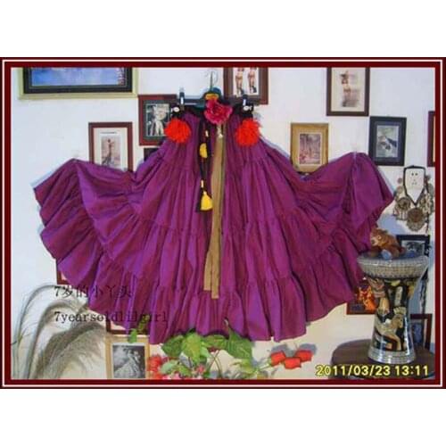 Cotton 4Tiered 18Yards Ats Gypsy Tribal Belly Dance Skirt EH35