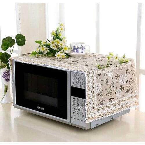 Printing Cotton Linen Microwave Cover Microwave Oven Hood Oil Dust Cover Microwave Decorative Towel Kitchen Accessories
