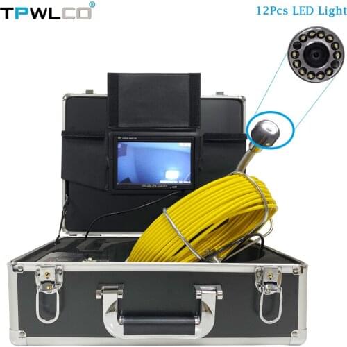 7'' LCD Screen Sewer Camera with DVR Video Pipe Inspection Equipment 8GB SD Card Pipeline Drain Endoscope 20M 23MM Lens