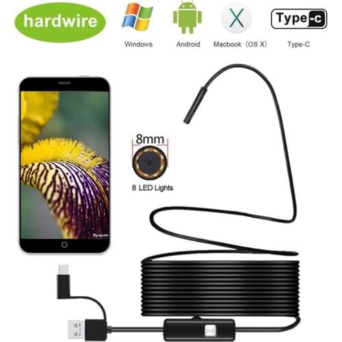 1080P HD 1M-5M Snake Wire 8mm Lens Endoscope Camera Waterproof USB PC/Android Borescopes Camera for Pipe Car Repair Home Use