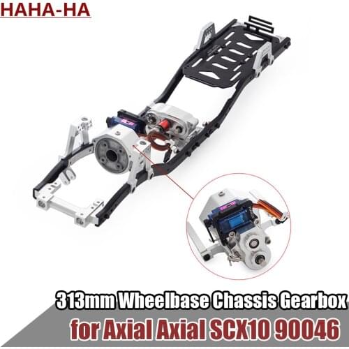 313mm Wheelbase Metal Chassis Frame Kit With Prefixal Double Speed Gearbox for 1/10 RC Crawler Car Axial SCX10 90046 90047