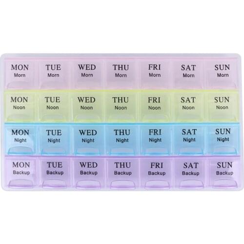 Portable 7 Days 28 Compartment Lid Tablet Pill Box Holder Medicine Storage Organizer Case Container For Healthy Care