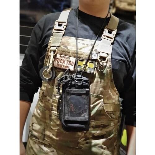 SOETAC 3 In 1 Multifunctional Wallet Pouch Tactical ID Card Holder Phone Hand Bag With Shoulder Neck Lanyard Organizer