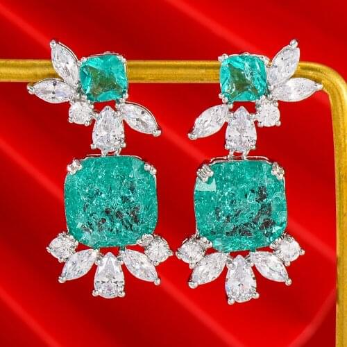 Trendy Geometric Clear Candy Cubic Zirconia Crystal Shiny Earring For Women Bridal Earring aretes de mujer modernos wholesale