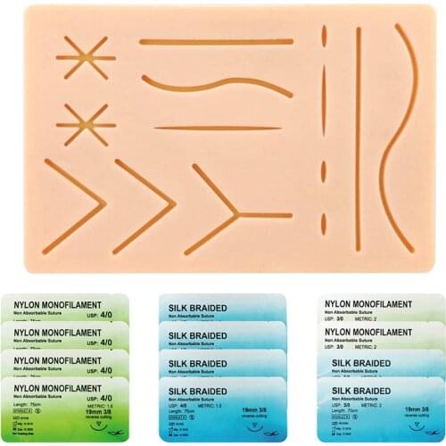Suture Refill Kit with Pre-Cut Wounds & Various Suture Threads and Needles Starter Practice Suture Training Kit