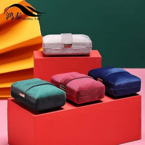 New Suede Ring Necklace Box Jewelry Iron Box Hand Accompany Gift Packaging Small Box Jewelry Storage Box