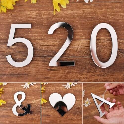 New 3D Arabic Numerals 0-9 Acrylic Mirror Surface Wall Sticker Self-adhesive Poster Home Decor Bedroom Living Room DIY Art Mural