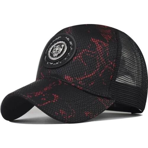 New Gradient Cheetah Embroidery Baseball Cap Mens Hip-hop Tide Hat Male Summer Breathable Mesh Cap Outdoor Sun Hat Trucker Hats