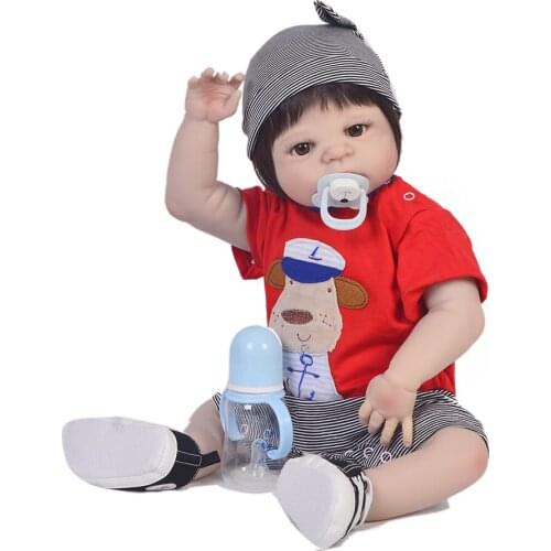 23'' Full Silicone Vinyl Reborn Dolls Babies With Magnetic Pacifier Realistic Reborn Dolls bebe boy reborn menino Kids toy gift