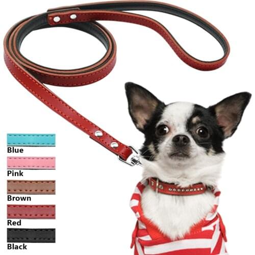 5 Colors Leather Dog Leash Long Rope Pet Puppy Cat Walking Training Leashes For Small Medium Large Dogs Chihuahua 120cm Long