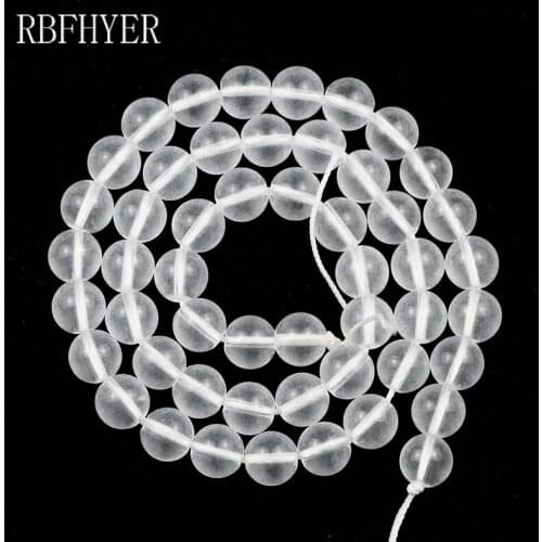 RBFHYER 4/6/8/10/12MM Natural Stone Matte White Crystal Round Loose Beads For Jewelry Making DIY Bracelet Accessories