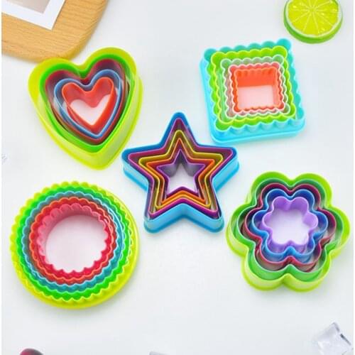 5PCS Cookie Cutter Flower Heart Square Round Fruit Cutter Star Biscuit Cutter Vegetable Fondant Cake Mould Kitchen Accessories