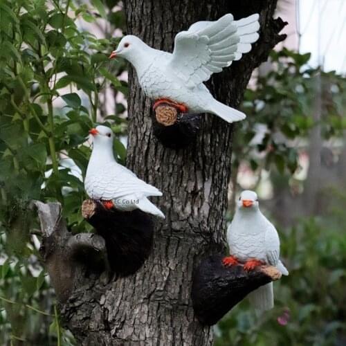Garden Decoration Simulation Pigeon Ornaments Tree Pendants Ornaments Garden Balcony Garden Landscape Animal Sculpture Resin
