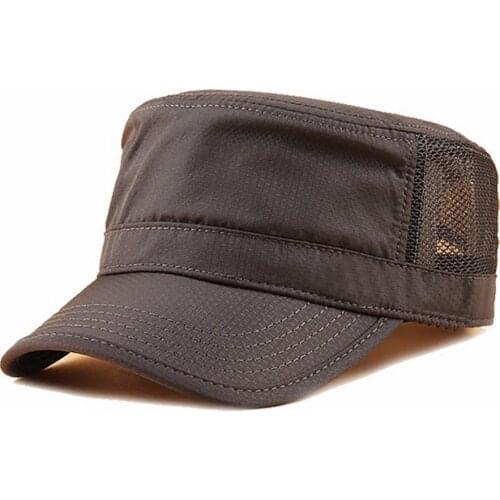 Dry Quicky Polyester Thin Army Flat Hat Adult Outdoors Cool Sun Hats Big Bone Men and Women plus size Mesh Military Caps 55-62cm