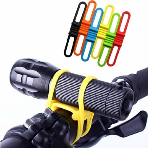 Silicone Bicycle Handlebar Flashlight Elastic Belt Clip Bike Strap Bandage Torch Bands Bind Strap Mount Holder Light Torch