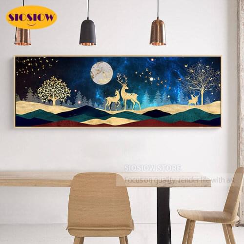 SIOSIOW Diamond Embroidery Animals Full Square Diamond Mosaic Painting Gold Deer Pictures Of Rhinestone Beads Decor Living Room