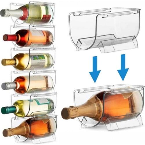 Household Storage Rack Transparent Color Space Saving Stable Acrylic Wine Rack Storage Shelf Organizer for Wine