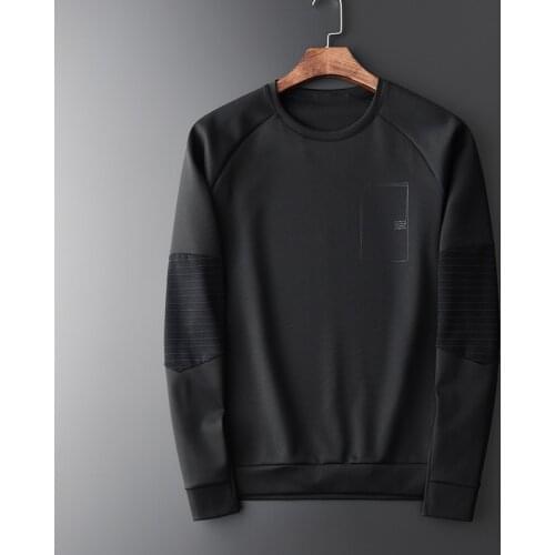 Spring And Autumn New Round Collar Slim Fleece Sweatshirts Hight Quality Black Chest Printed Mens Hoodies M-4XL