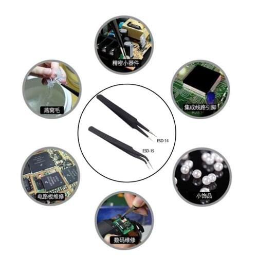 Carbon Steel High Precision Black Handicraft Clamp Plier Curved Tweezer DIY Nipper ESD-15/ESD-14