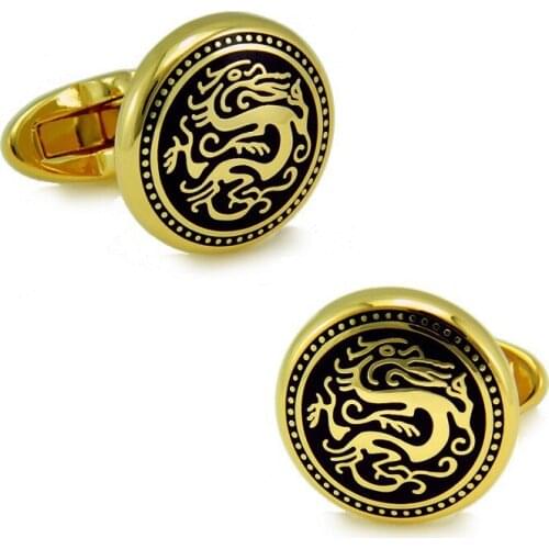 SPARTA Chinese Dragon Plated with Gold enamel cufflinks High quality metal mens Cuff Links + Free Shipping