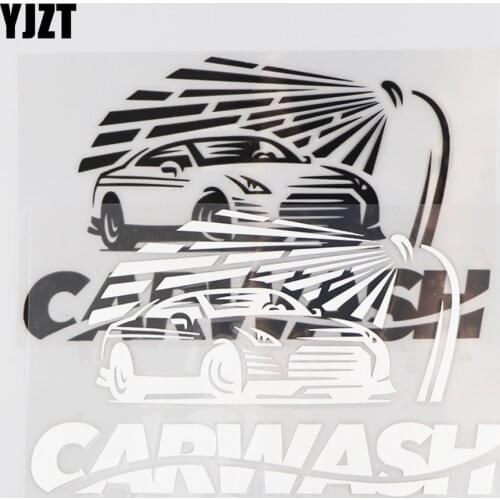 YJZT 19×11.2CM CAR WASH Vinyl Decal Personality Cartoon Pattern Car Sticker Black/Silver 4C-0526