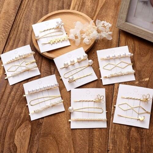 Baby Girl Hairclip Creative Fashion Pearl Hair Clip Womens Simple Sweet Metal Long Clip Set Wholesale Bang Clip