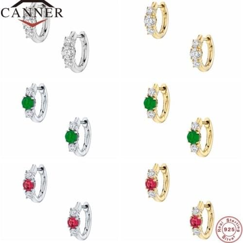 CANNER Real 925 Sterling Silver Hoop Earrings for Women Colorful Zircon Piercing Earring Small Earings Jewelry pendientes