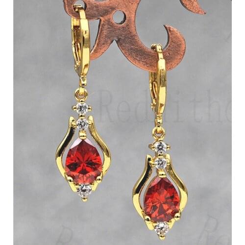 Womens Earrings Yellow Gold Filled Teardrop Earring Trendy Hoop Earrings with Waterdrop Cubic Zircon Shiny Fashion Jewelry