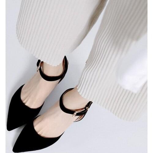 Big Size ladies high heels women shoes woman pumps Tip-up buckle and single shoe