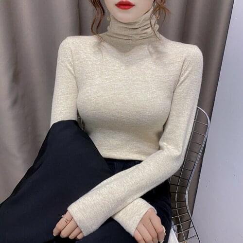 Sweater bottomed shirt womens 2021 new autumn and winter womens clothes pop up, foreign style, built-in Knitted Top