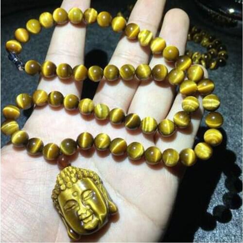 Womens new popular tigers eye stone necklace pendant fashion boutique jewelry tigers eye stone fox gourd safety buckle Pendan