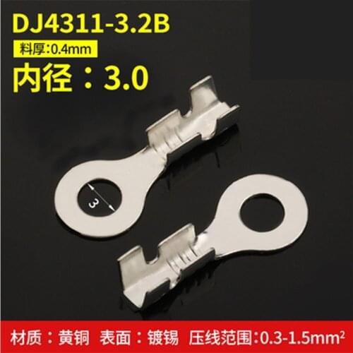 100pcs/lot 3.2mm/4.2mm/5.2mm/6.2mm/8.2mm/10.2mm/12.2mm Dia Copper Circular Splice Terminal Wire Naked Connector 0.3-1mm2