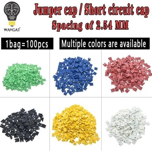 100PCS Pitch jumper shorted cap & Headers & Wire Housings 2.54MM SHUNT Black yellow white green red blue