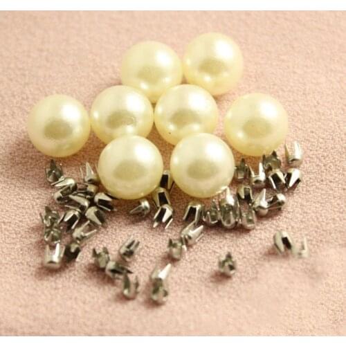 1000 PCS Non-Porous Pearl + Four-Claw Buckle Spot Wholesale Round Bags Apparel Shoes Buttons Decorative Buttons 6-12MM