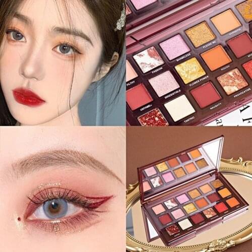 18 Colors Professional Women Eye Shadow Cosmetic Long Lasting Waterproof Earth Color Pomegranate Seeds Eyeshadow Palette Makeup