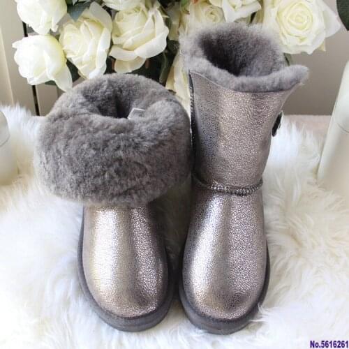 2020 Fashion Top Quality Woman Snow Boots Genuine Sheepskin Leather Women Boots 100% Natural Fur Warm Wool Winter Boots Shoes