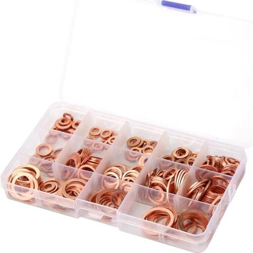 280/150pcs Solid Copper Washer Flat Ring Gasket Sump Plug Oil Seal Fittings Plastic Washers Set Gasket Ring Kit
