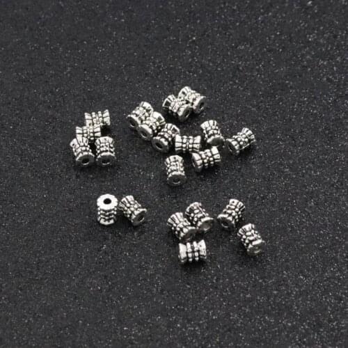 30Pcs Size 6mm Hole 1.5mm Antique SilverColorLoose Spacers Metal Sead Beads For Jewelry Making Handmade Bracelet DIY Accessories