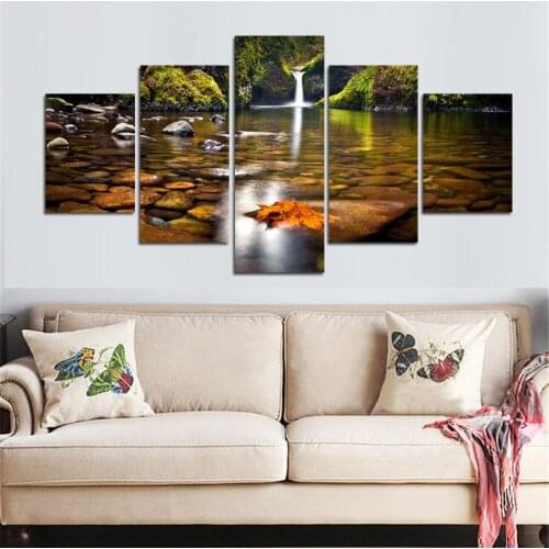 5 Pieces Canvas Art Print Landscape Poster Spring Water Pictures for Living Room Modular Pictures Modern Pictures Decoration