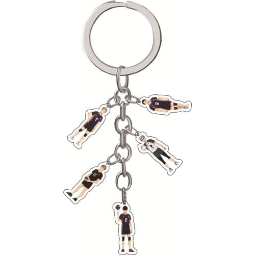 5 in 1 Anime Volleyball Boy Keychain Cartoon Haikyuu Kageyama Hinata Kenma Kozume Acrylic Figure Keychain Bag Pendant Collection